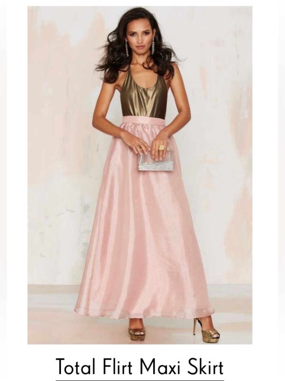 A-Line Maxi Skirt in Rose Gold